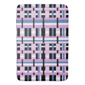 Gestreept in Slate Blue, Orchid, Black & White Badmat (Voorkant Verticaal)