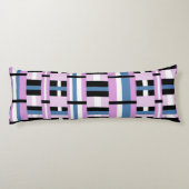 Gestreept in Slate Blue, Orchid, Black & White Lichaamskussen (Achterkant)