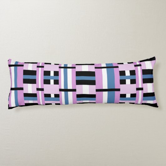Gestreept in Slate Blue, Orchid, Black & White Lichaamskussen (Achterkant)