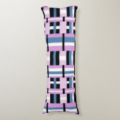 Gestreept in Slate Blue, Orchid, Black & White Lichaamskussen (Voorkant Verticaal)