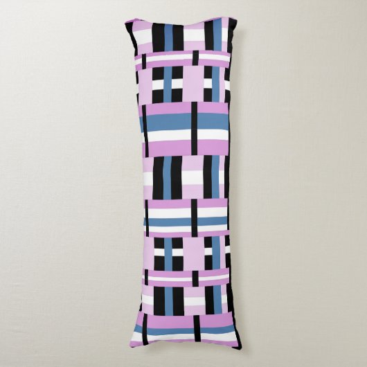 Gestreept in Slate Blue, Orchid, Black & White Lichaamskussen (Voorkant Verticaal)