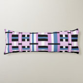 Gestreept in Slate Blue, Orchid, Black & White Lichaamskussen (Voorkant)