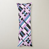 Gestreept in Slate Blue, Orchid, Black & White Lichaamskussen (Achterkant (Verticaal))