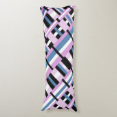 Gestreept in Slate Blue, Orchid, Black & White Lichaamskussen (Voorkant Verticaal)