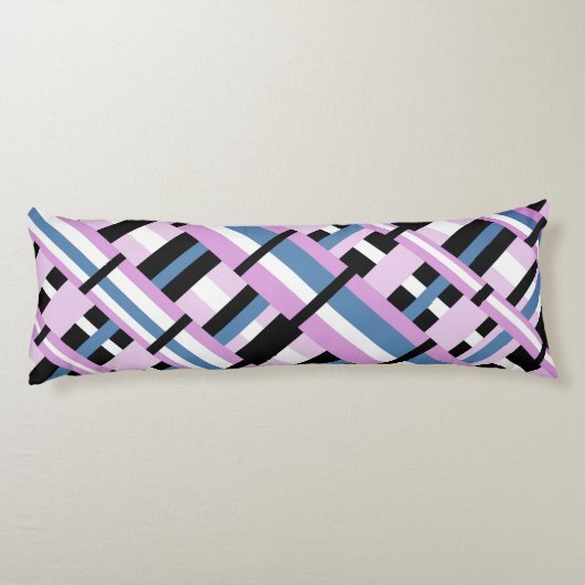Gestreept in Slate Blue, Orchid, Black & White Lichaamskussen (Achterkant)