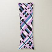 Gestreept in Slate Blue, Orchid, Black & White Lichaamskussen (Voorkant Verticaal)