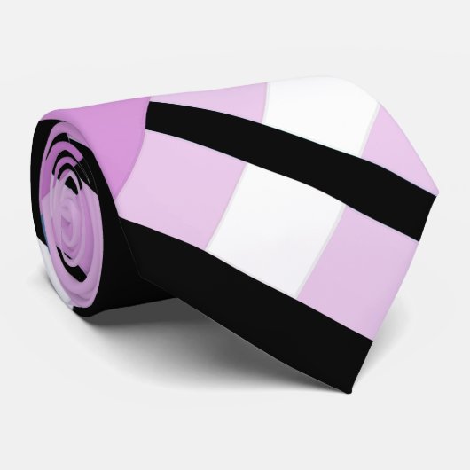 Gestreept in Slate Blue, Orchid, Black & White Stropdas (Opgerold)