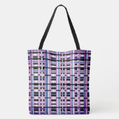 Gestreept in Slate Blue, Orchid, Black & White Tote Bag (Achterkant)