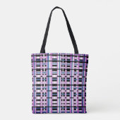 Gestreept in Slate Blue, Orchid, Black & White Tote Bag (Achterkant)