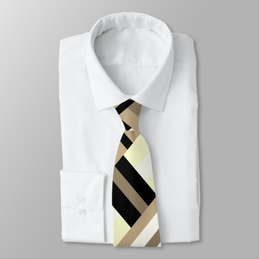 Gestreept in zwart, wit, crème, tan en tapijt stropdas (Gebonden)