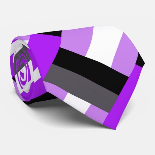 Gestreept in zwart, wit, grijs en Paars modern Stropdas (Opgerold)