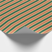 Gestreept inpakpapier - donkerrood, groen en goud (Hoek)
