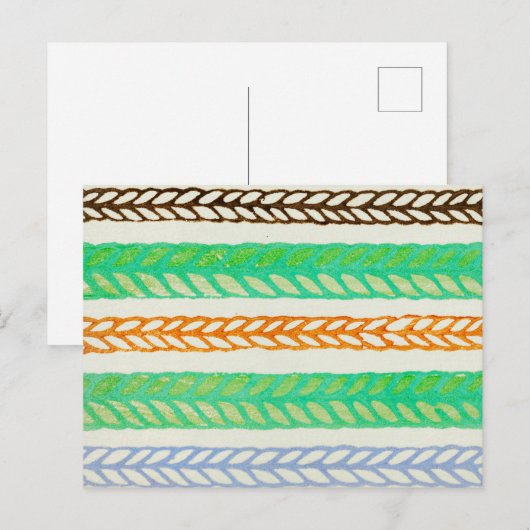 Gestreept Japans houtsnede textiel Briefkaart (Voorkant / Achterkant)