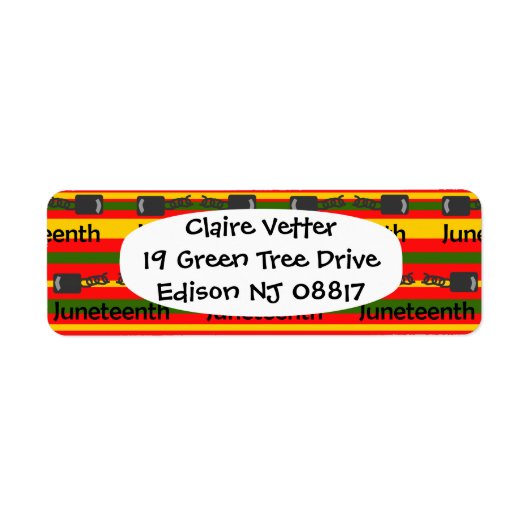 Gestreept Juneteenth Etiket (Voorkant)