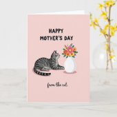 Gestreept kat bloem Moederdag kaart (Gele Bloem)