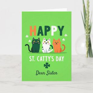 Gestreept kat gelukkige St. Catsby-dag kaart