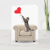 Gestreept kat met hartballon kaart (Voorkant)