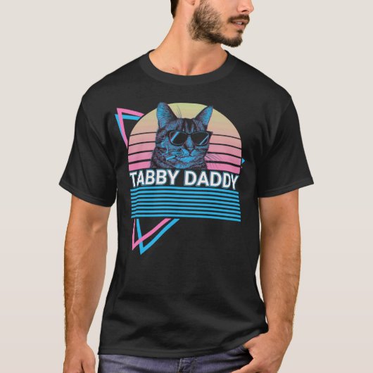 Gestreept kat Retro gestreepte vader T-shirt (Voorkant)