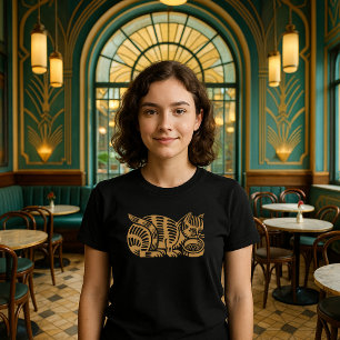Gestreept kat vintage 1927 Art Deco T-shirt