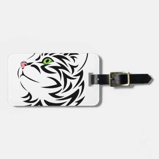 Gestreept katje met groene ogen bagagelabel (Voorkant horizontaal)
