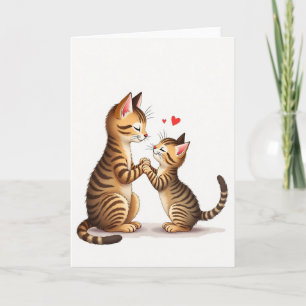 Gestreept katten Moederdag kaart met liefs