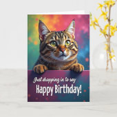 Gestreept katten starenkaart kaart (Gele Bloem)