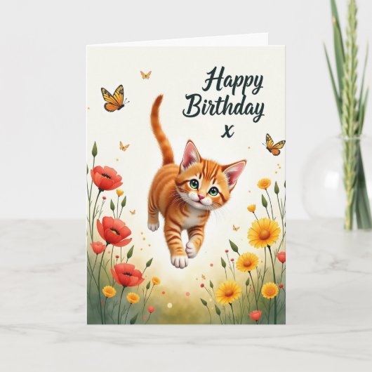 Gestreept Katten Verjaardagskaart Kaart (Voorkant)