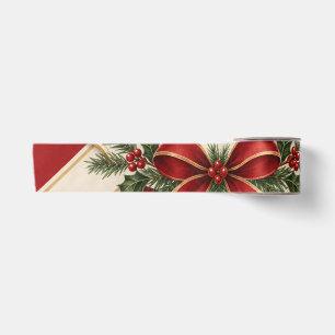 Gestreept kerstfeest, vrolijk kerstfeest groetstij satijnen lint