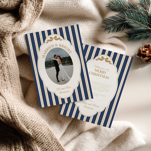Gestreept kerstkaart met foto