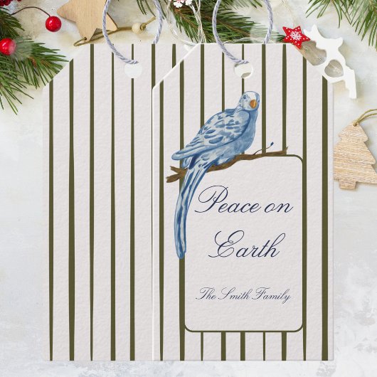 Gestreept Kerstmis  Cadeaulabel