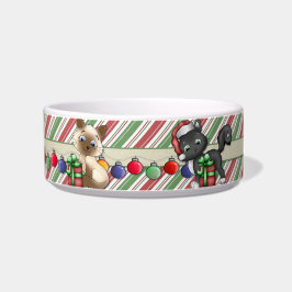 Gestreept kerstvakantie kattengerecht - Aanpassen Voerbakje