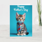 Gestreept Kitten Vaderdag Kaart (Voorkant)