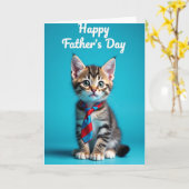 Gestreept Kitten Vaderdag Kaart (Gele Bloem)