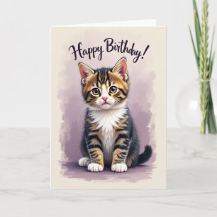 Gestreept Kittie Verjaardagskaart Kaart