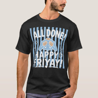 Gestreept Klaar Gelukkig Vrijdag Asl Gebarentaal T-shirt