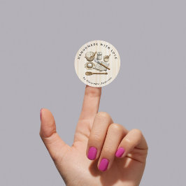 Gestreept  kookgerei Bakkerij Handgemaakt Ronde Sticker