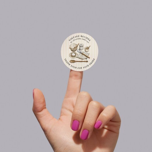 Gestreept  kookgerei Bakkerij Recept Ronde Sticker
