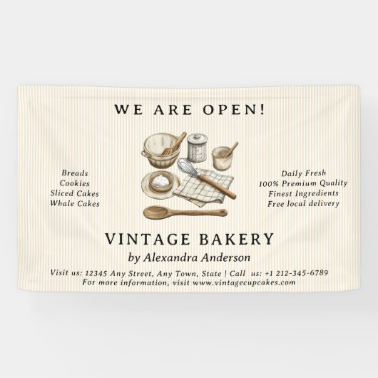 Gestreept  kookgerei Bakkerij Spandoek (Horizontaal)