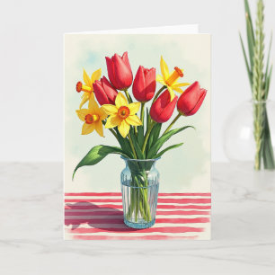 Gestreept Lente Bloemkaart Kaart