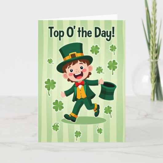 Gestreept Leprechaun Scènekaart Kaart (Voorkant)
