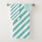 Gestreept Licht Blauw en Wit Bad Handdoek (Insitu)