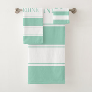 Gestreept licht teal en wit bad handdoek