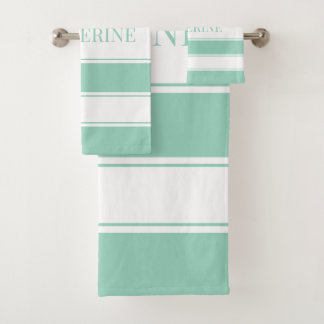 Gestreept licht teal en wit bad handdoek