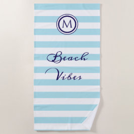 Gestreept Lichtblauw en Wit Nautisch Kust Chic Strandlaken