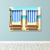 Gestreept ligstoel canvas print (Insitu (Houten vloer))