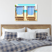 Gestreept ligstoel canvas print (Insitu (Slaapkamer))