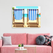 Gestreept ligstoel canvas print (Insitu (Woonkamer))
