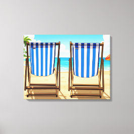 Gestreept ligstoel canvas print