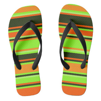 Gestreept Lime, Oranje & Tangerine Unisex Slippers Teenslippers