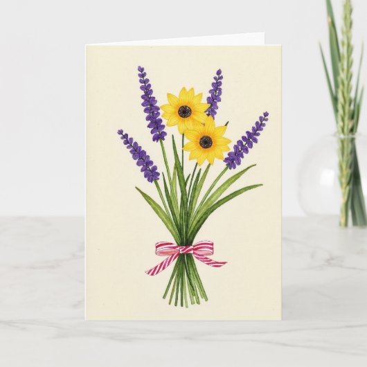Gestreept lint bloemkaart kaart (Voorkant)